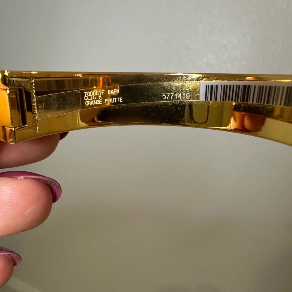 *Scratched* Hermes Clic Clac Gold & Orange Bracelet- PM - Picture 6 of 10